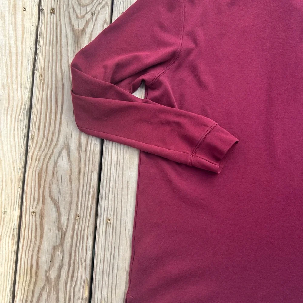 LANDS' END Rugby Shirt Men XL 46-48‎ Red Long Sleeve Polo Shirt